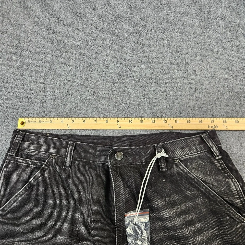 MNML B241 Flared Denim Black Carpenter Jeans Distressed Panelled Mens 34